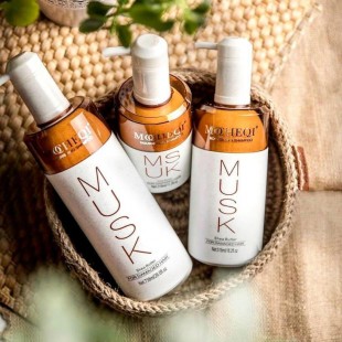 MOCHEQI MUSK Шампунь для сухих, поврежденных, окрашенных волос с гидролизованным кератином и маслом ШИ NOURISHING SHAMPOO,738 мл